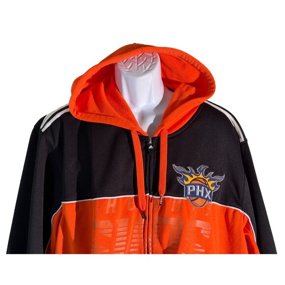 ADIDAS Phoenix SUNS Long Sleeve Full Zip Orange Black Hoodie Sweatshirt 2XL - Picture 2 of 5